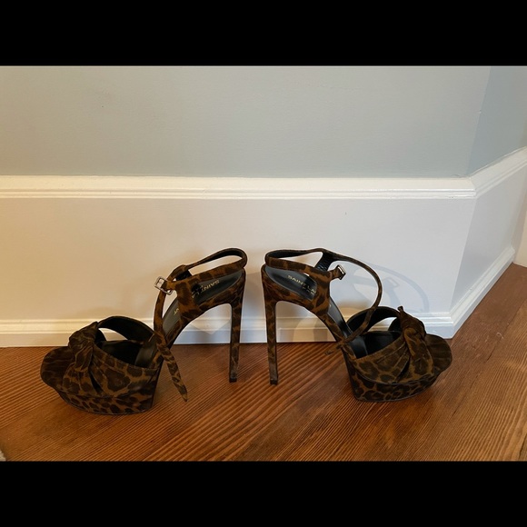 Saint Laurent Bianca Animal Print Platform Sandal in Box - Picture 6 of 8